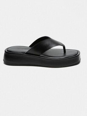 Kyma Symi P Black Platform Leather Thong Sandals Modern Minimalist 90’s LNC 40